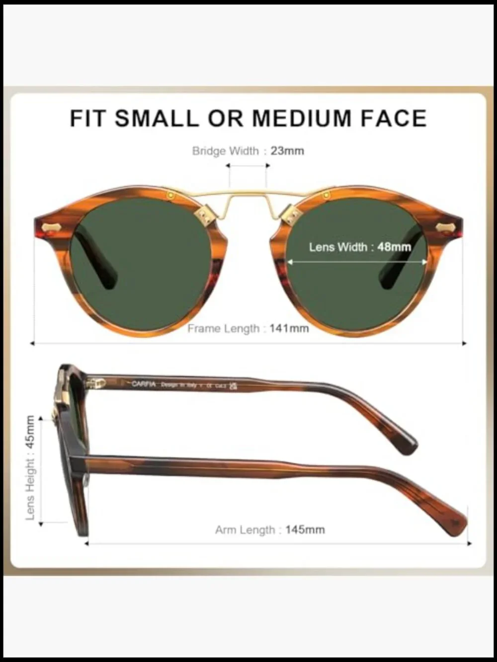 Retro Round Double Bridge Polarized Sunglasses Men Acetate UV Protection